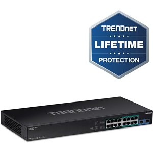 TRENDnet TPE-BG182g, 18-Port Gigabit 470W PoE++ Switch with 8 x 95W PoE++ Ports, 8 x 30W PoE+ Ports, 2 Gigabit SFP Slots,470W PoE Budget, 1U 19" Rack Mountable