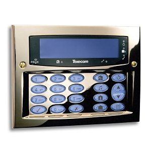 Texecom DBD-0128 Premier Elite Series, 32-Character LCD Display Programmable Keypad with TouchtOne Backlit Keys, Built-in Proximity Tag Reader Wall Mount, Polished Brass