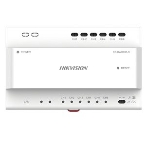 Hikvision DS-KAD706-S Pro Series 2-Wire Video/Audio Distributor, 6 Interface Indicators, 24VDC, Din Rail Mounting
