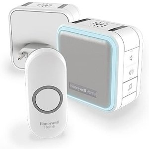 Honeywell Home DC515NHGP2 Wireless Portable Plug-In Doorbell with Sleep Mode, Night Light and Push Button - White