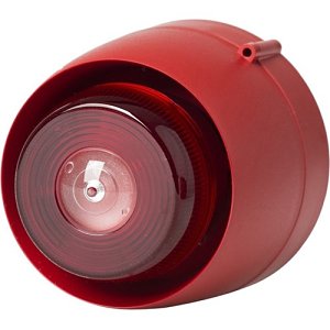 Cranford Controls VTB-32EVAD Wall Spatial Sounder VAD Beacon, 24V DC EN54-3 C-3-8 Shallow Base, Red Body and White Flash