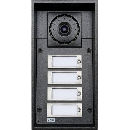 2N IP Force 4-Button Intercom Door Station Module with Camera and Speaker, IP69K, 12VDC, Black