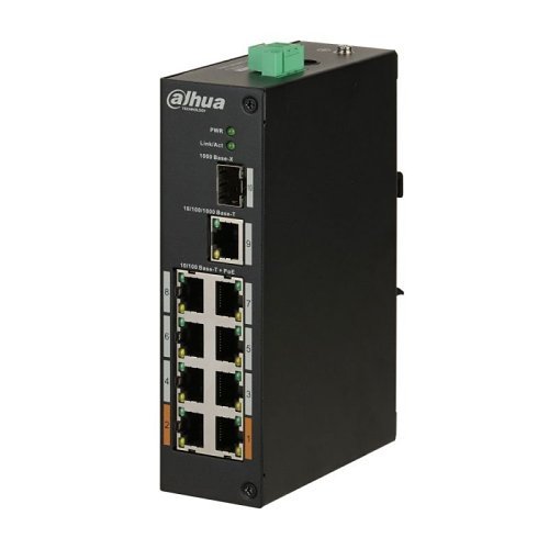 Dahua DH-PFS3110-8ET-96 8-Port Unmanaged 2-Layer PoE Hardened Switch, 8 x 10-100 Base-T , 60W