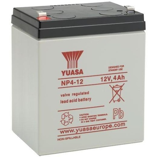 Yuasa NP4-12 Industrial NP Series, 12V 4Ah Valve Regulated Lead Acid Battery, 20-Hr Rate Capacity, General Purpose