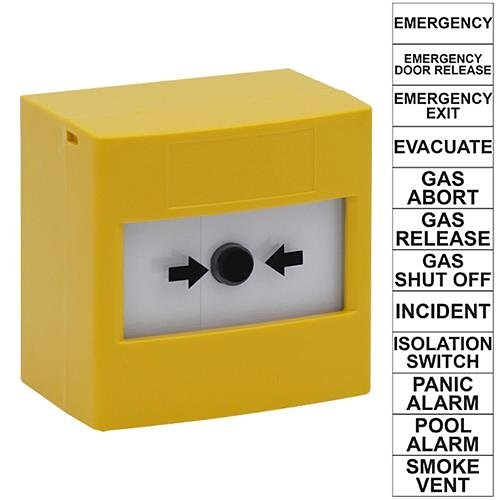 STI RP-YS2-11 ReSet Call Point Series, Surface Mounted/ Combined Wall Plate and Back Box, Double Pole Changeover, Yellow