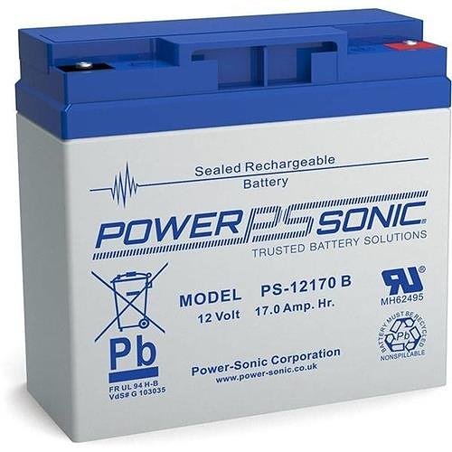 Power Sonic PS-12170 PS Series, 12V, 17Ah, 6 Cells, Sealed Lead Acid Rechargable Battery, 20-Hr Rate Capacity