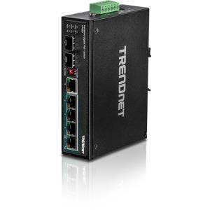 TRENDnet TI-PG62 6-Port Industrial Gigabit PoE+ DIN-Rail Switch 12-56 V, 12 Gbps