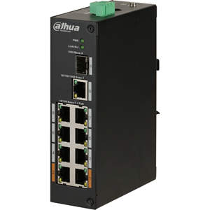 Dahua DH-PFS3110-8ET-96 8 Ports Ethernet-switch - 2 Lager som stöds - Modulära - 96 W PoE-budget - TP / tvinnat par, Optisk fiber - PoE Ports